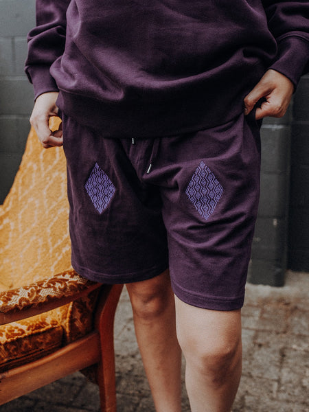 Embroidered Taimana Shorts - Plum