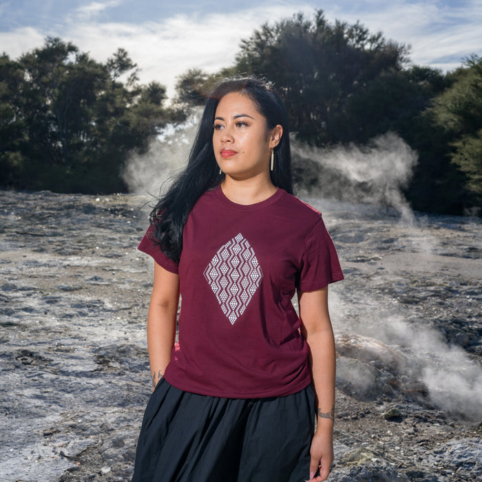 Taimana Print Tee - Burgundy