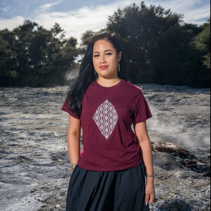 Taimana Print Tee - Burgundy