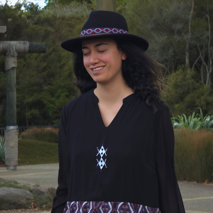 Rangitāmiro Embroidery With Aonui Frill Panekoti - Black