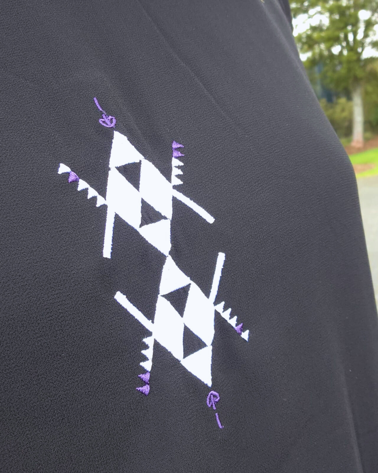 Rangitāmiro Embroidery With Aonui Frill Panekoti - Black – Ahu Boutique