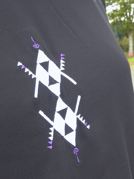 Rangitāmiro Embroidery With Aonui Frill Panekoti - Black