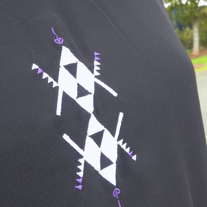 Rangitāmiro Embroidery With Aonui Frill Panekoti - Black