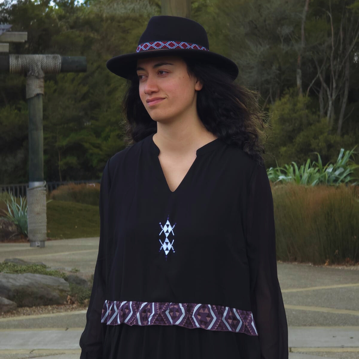 Rangitāmiro Embroidery With Aonui Frill Panekoti - Black