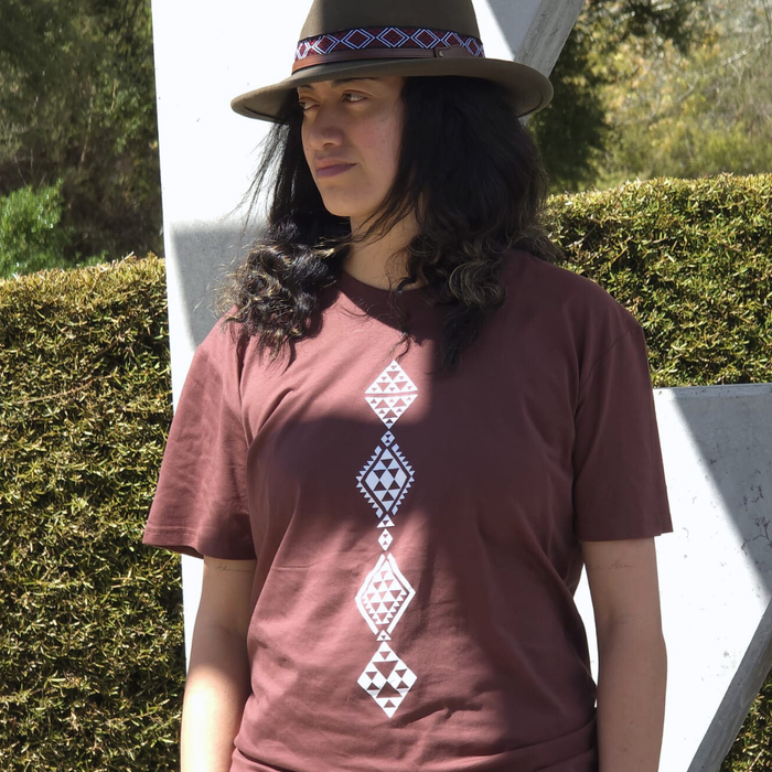 Taniko Wha Printed Tee - Chestnut