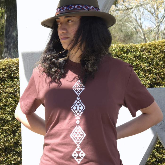 Taniko Wha Printed Tee - Chestnut