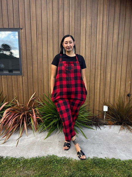 Tartan Overalls - Red & Black