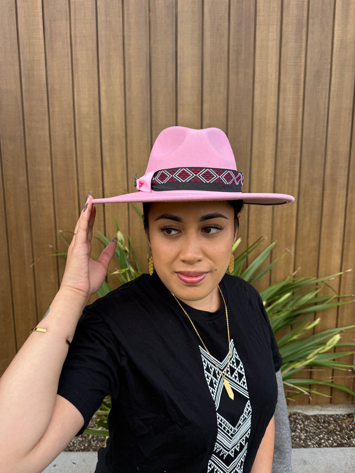 Powder pink - wide brim hat