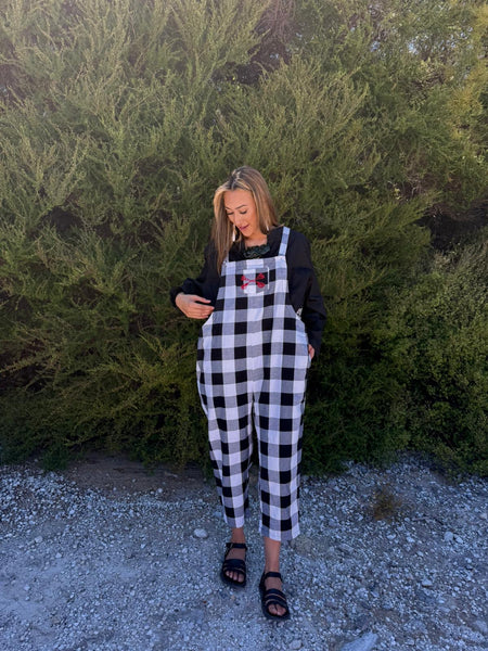 Tartan Overalls - White & Black