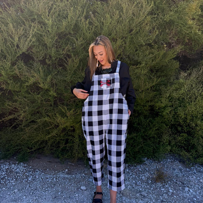 Tartan Overalls - White & Black