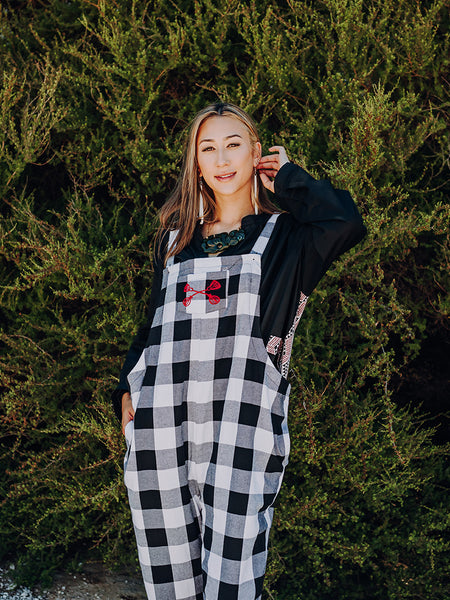 Pre Order Tartan Overalls - White & Black