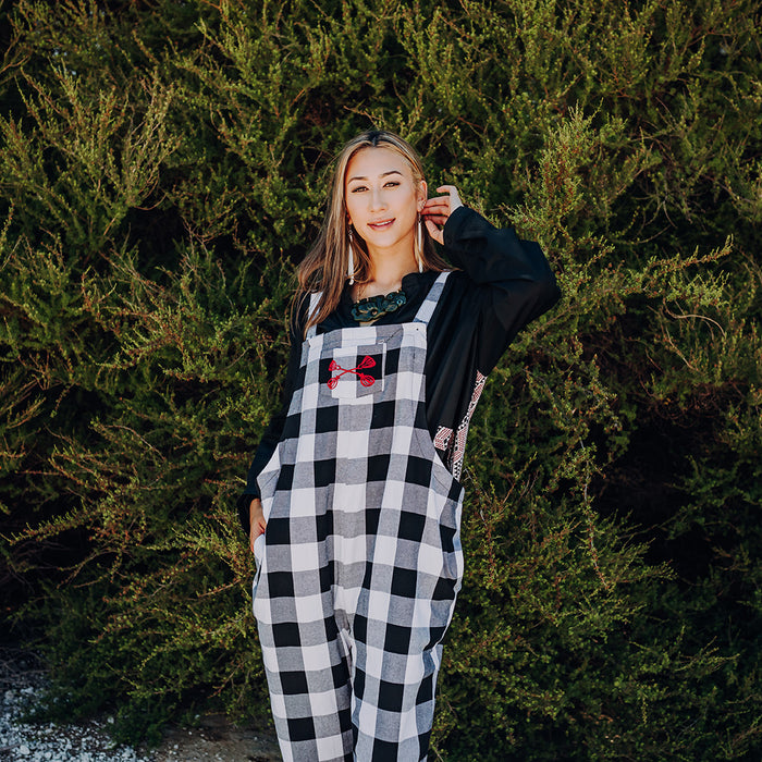 Tartan Overalls - White & Black