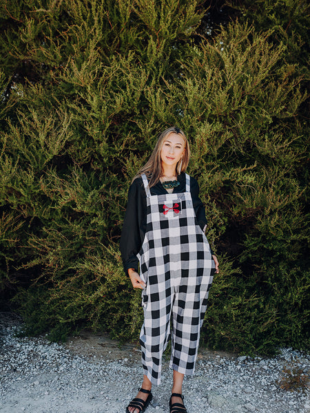 Tartan Overalls - White & Black