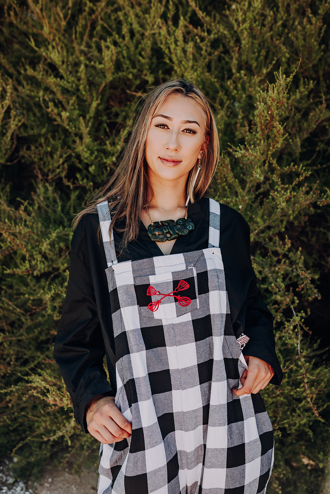 Pre Order Tartan Overalls - White &amp; Black