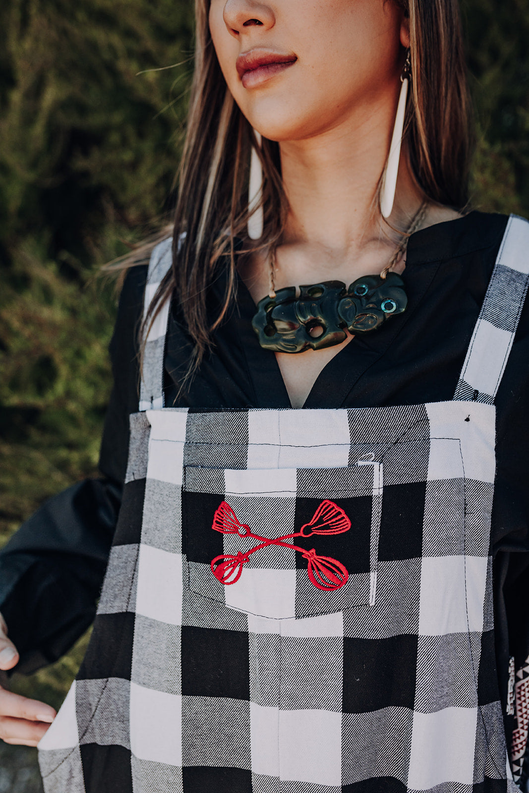 Pre Order Tartan Overalls - White &amp; Black