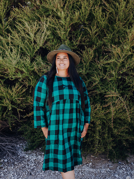 Tartan Pocket Dress - Green & Black