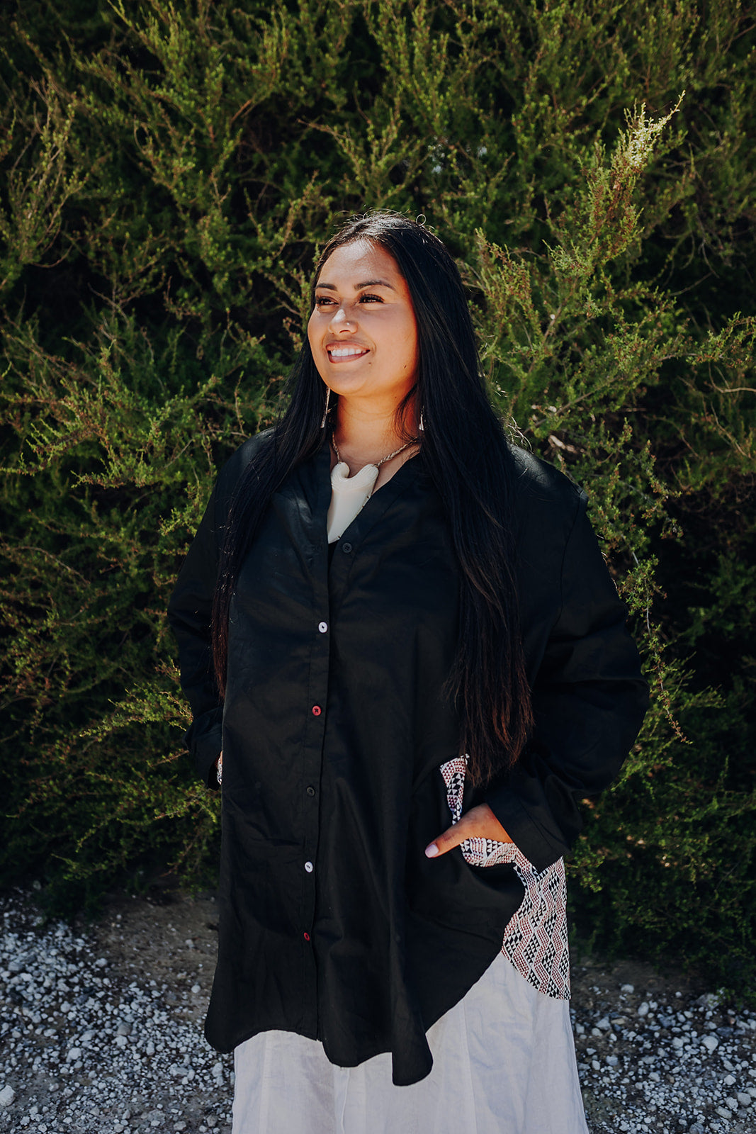 Pre Order Waharua Kōpito Cotton Button Shirt - Black