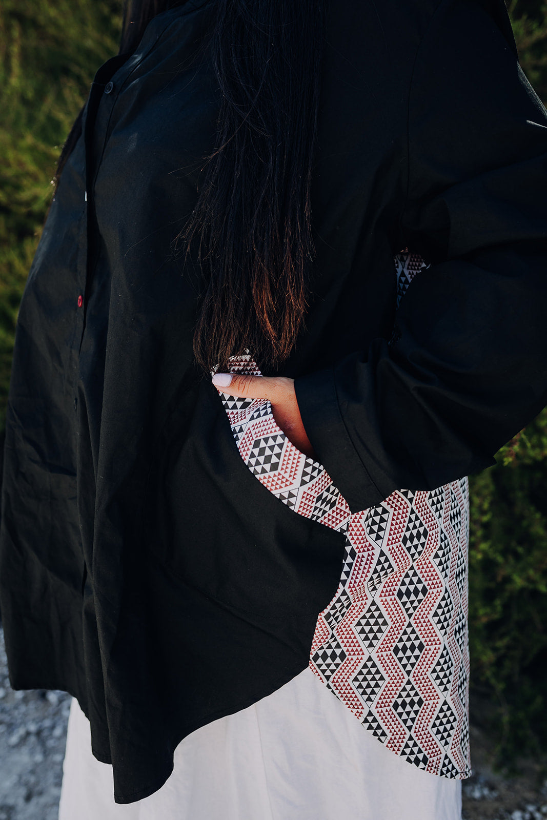 Pre Order Waharua Kōpito Cotton Button Shirt - Black