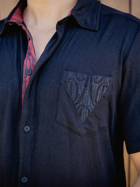 Pūngao Embroidered Mens Shirt