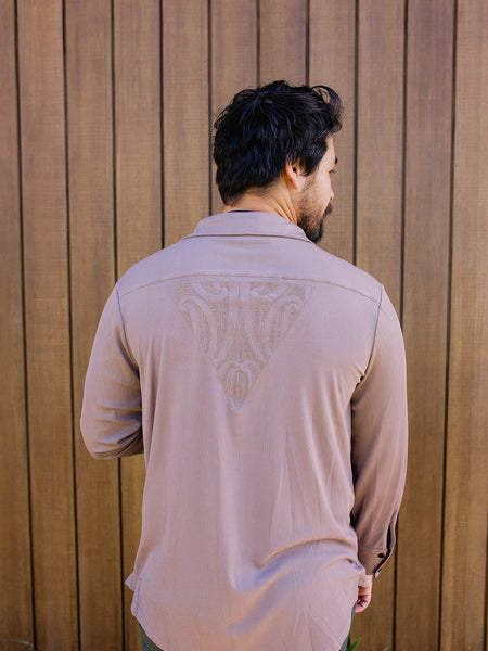 Pūngao Embroidered Long Sleeve Mens Shirt