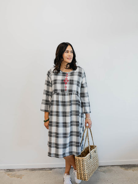 Tartan Pocket Dress - Black & White