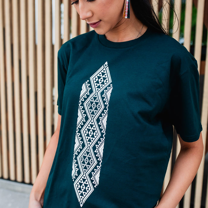 Waharua Kopito Print Tee - Pine Green