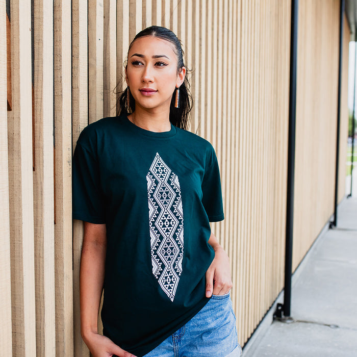 Waharua Kopito Print Tee - Pine Green