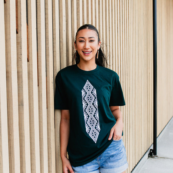 Waharua Kopito Print Tee - Pine Green