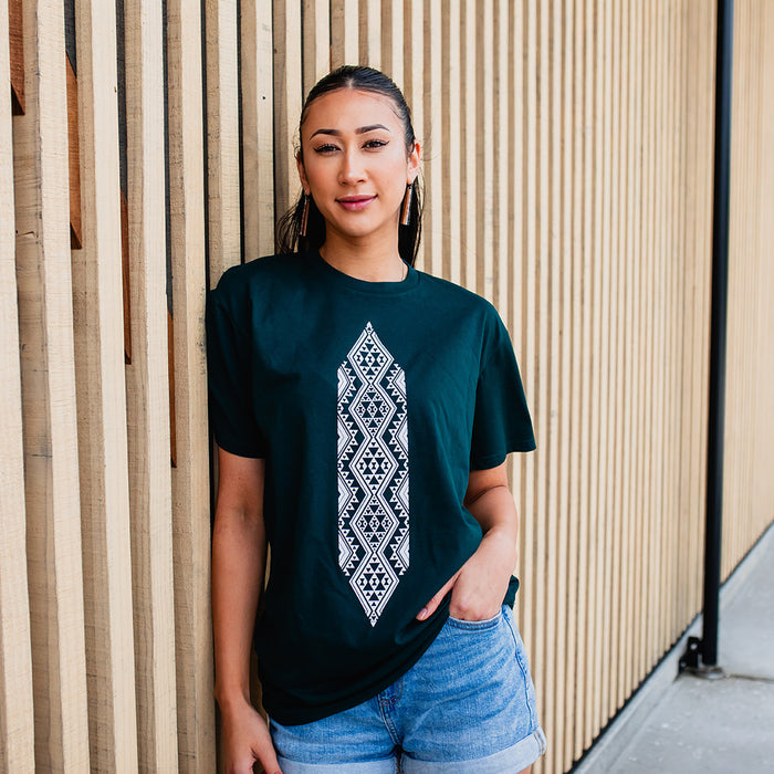 Waharua Kopito Print Tee - Pine Green