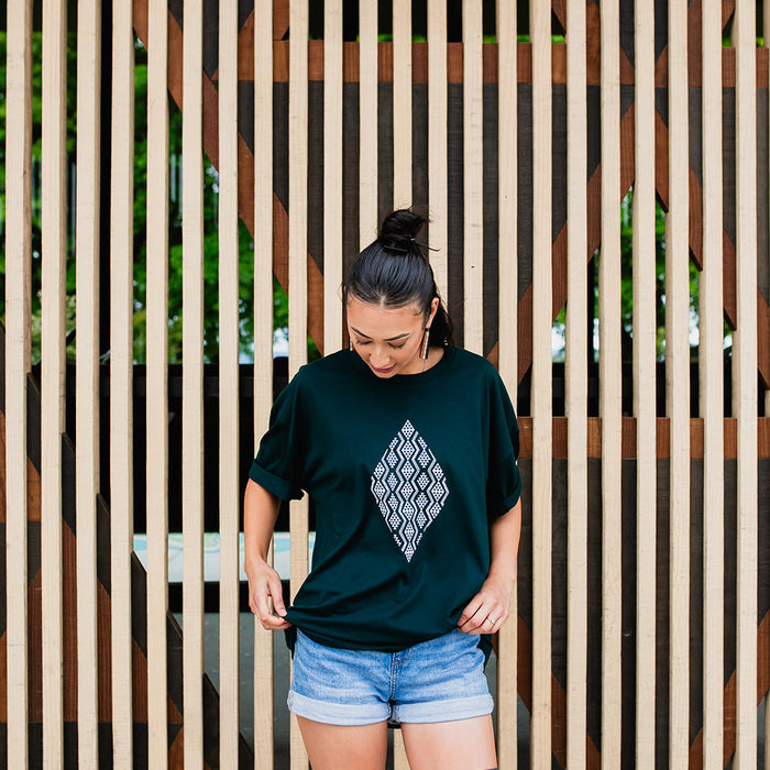 Taimana Print Tee - Pine Green