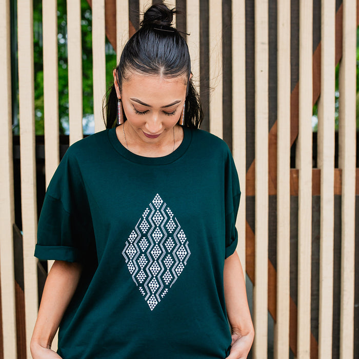 Taimana Print Tee - Pine Green