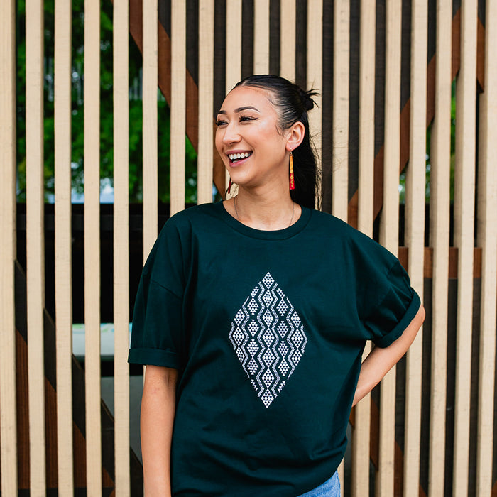 Taimana Print Tee - Pine Green