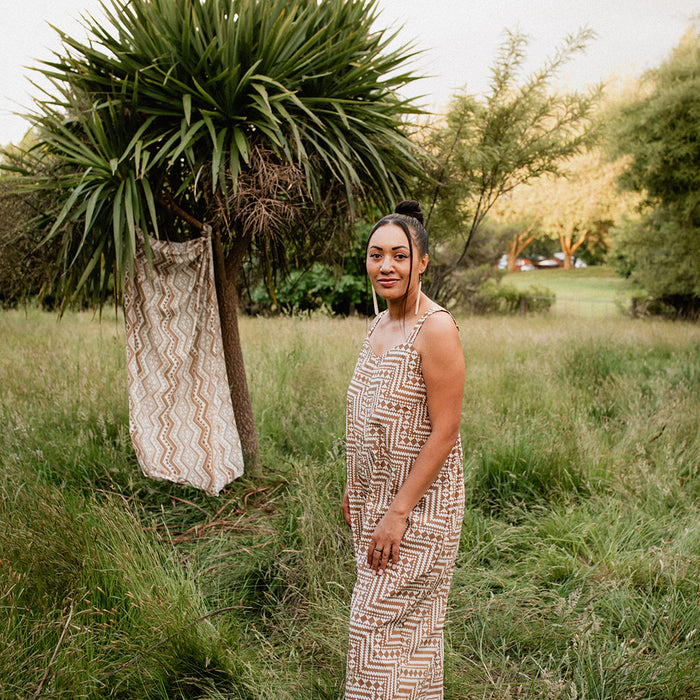 Papakirango Jumpsuit - White & Brown