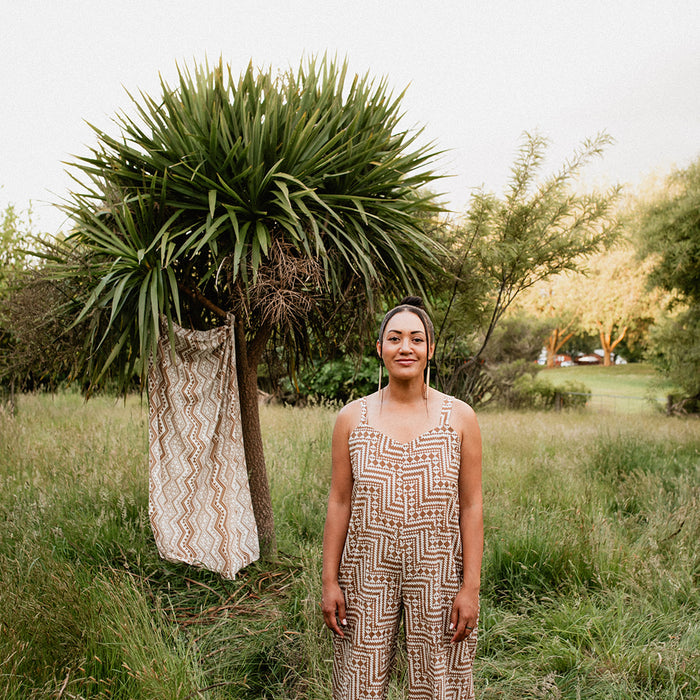 Papakirango Jumpsuit - White & Brown