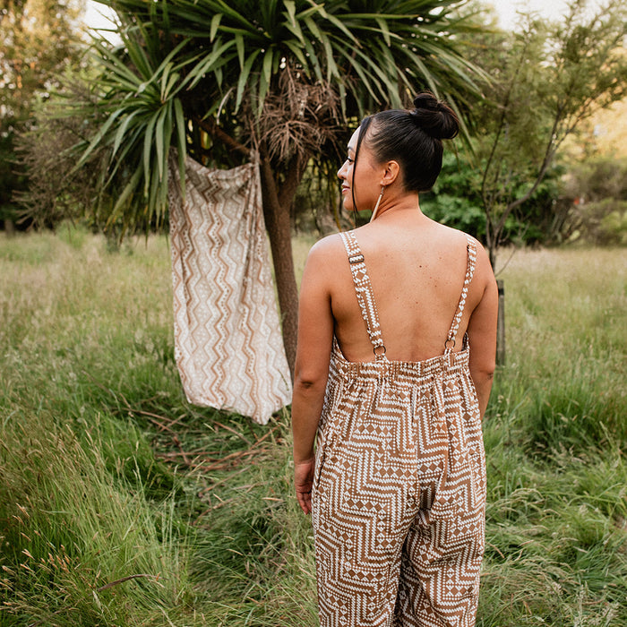 Papakirango Jumpsuit - White & Brown