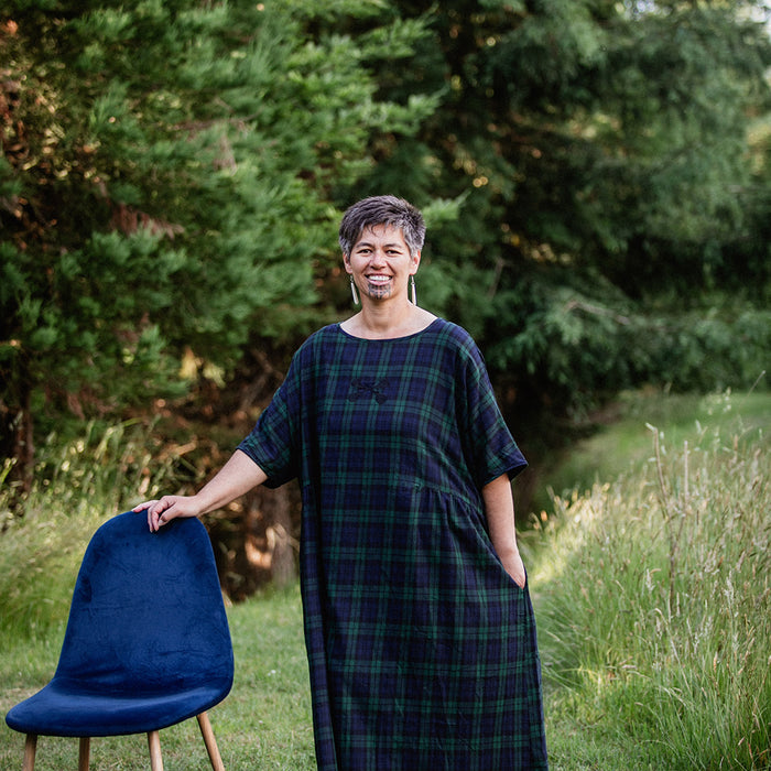 Tartan Short Sleeve Dress - Green