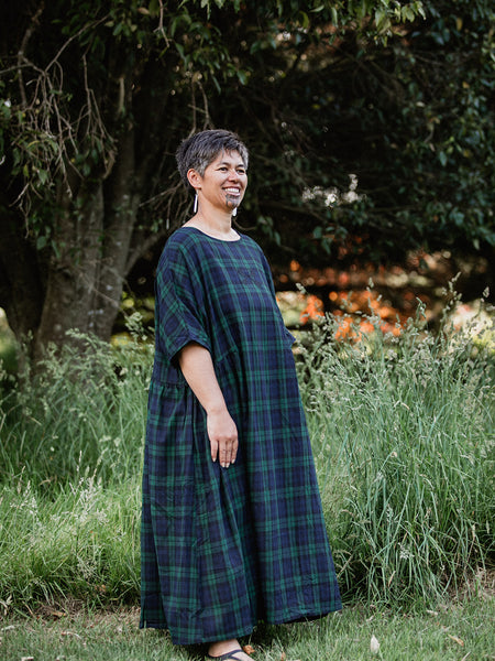 Tartan Short Sleeve Dress - Green