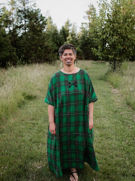 Tartan Short Sleeve Dress - Emerald