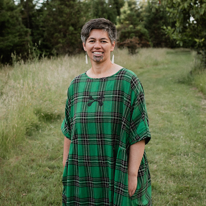 Tartan Short Sleeve Dress - Emerald