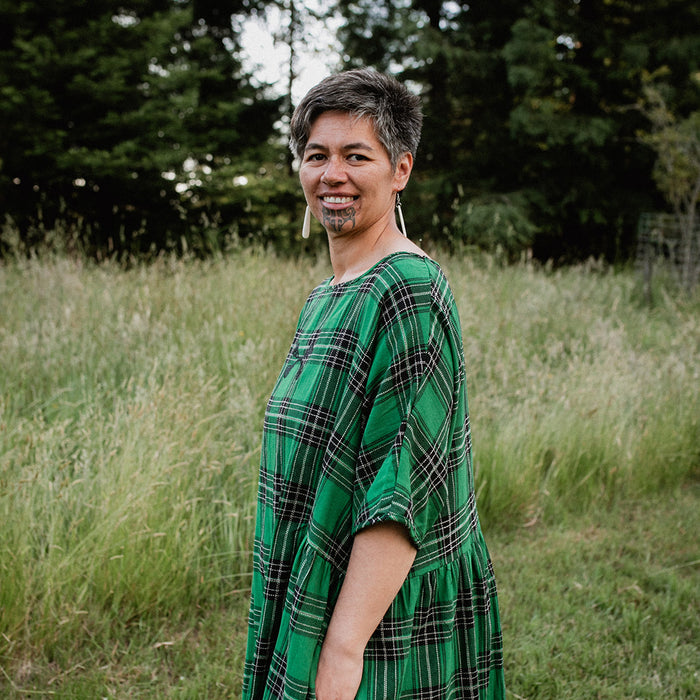 Tartan Short Sleeve Dress - Emerald