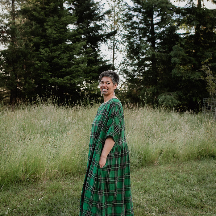 Tartan Short Sleeve Dress - Emerald