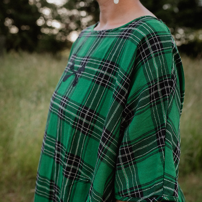 Tartan Short Sleeve Dress - Emerald