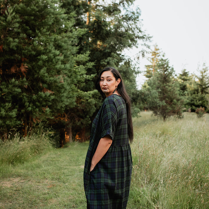 Tartan Short Sleeve Dress - Green