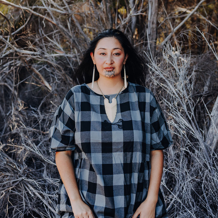 Tartan Short Sleeve Dress - Grey & Black