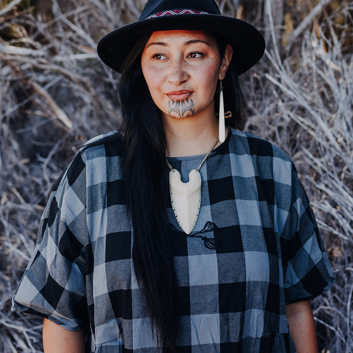 Tartan Short Sleeve Dress - Grey & Black