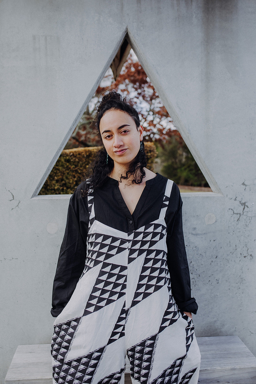 Niho Taniwha Jumpsuit - White &amp; Black