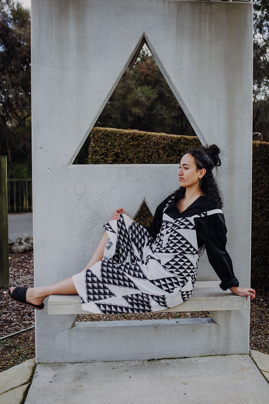 Niho Taniwha Jumpsuit - White &amp; Black