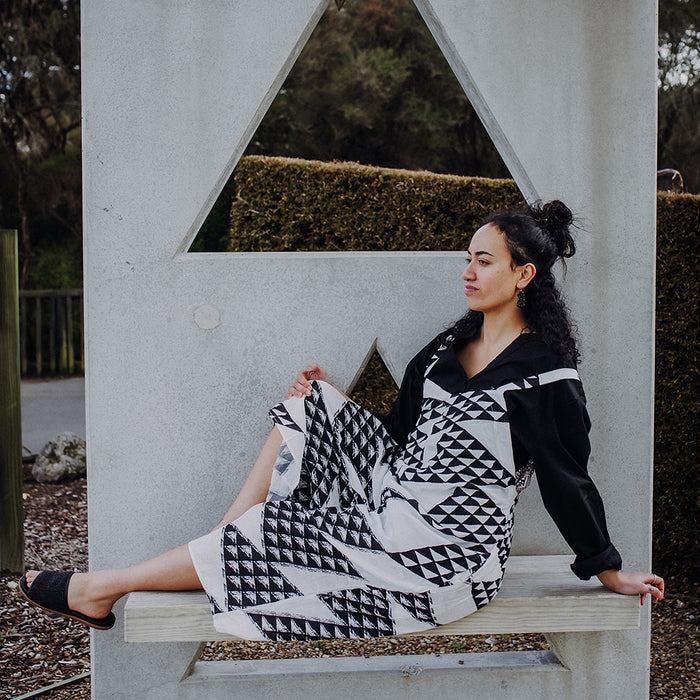 Niho Taniwha Jumpsuit - White & Black