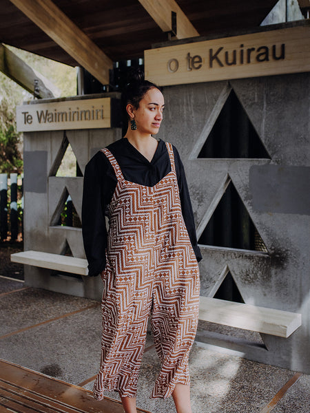 Papakirango Jumpsuit - White & Brown
