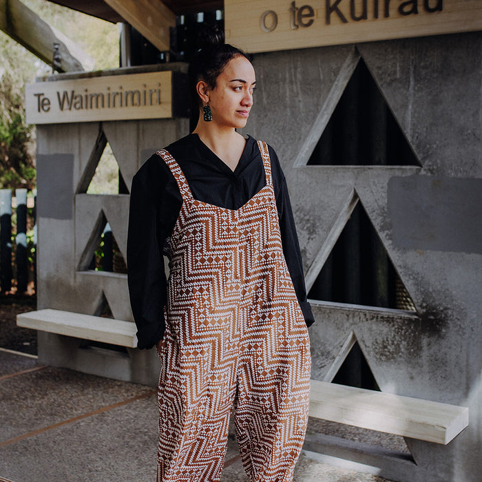 Papakirango Jumpsuit - White & Brown